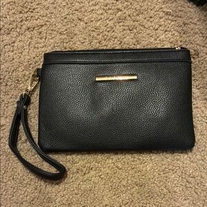 Black Pleather Wristlet Clutch